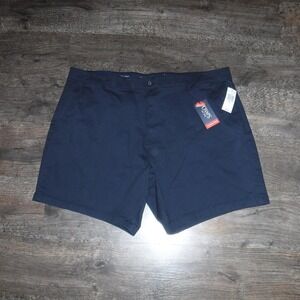 Chaps Big Tall Coastal Wash Flat Front Shorts Navy Blue Size 48